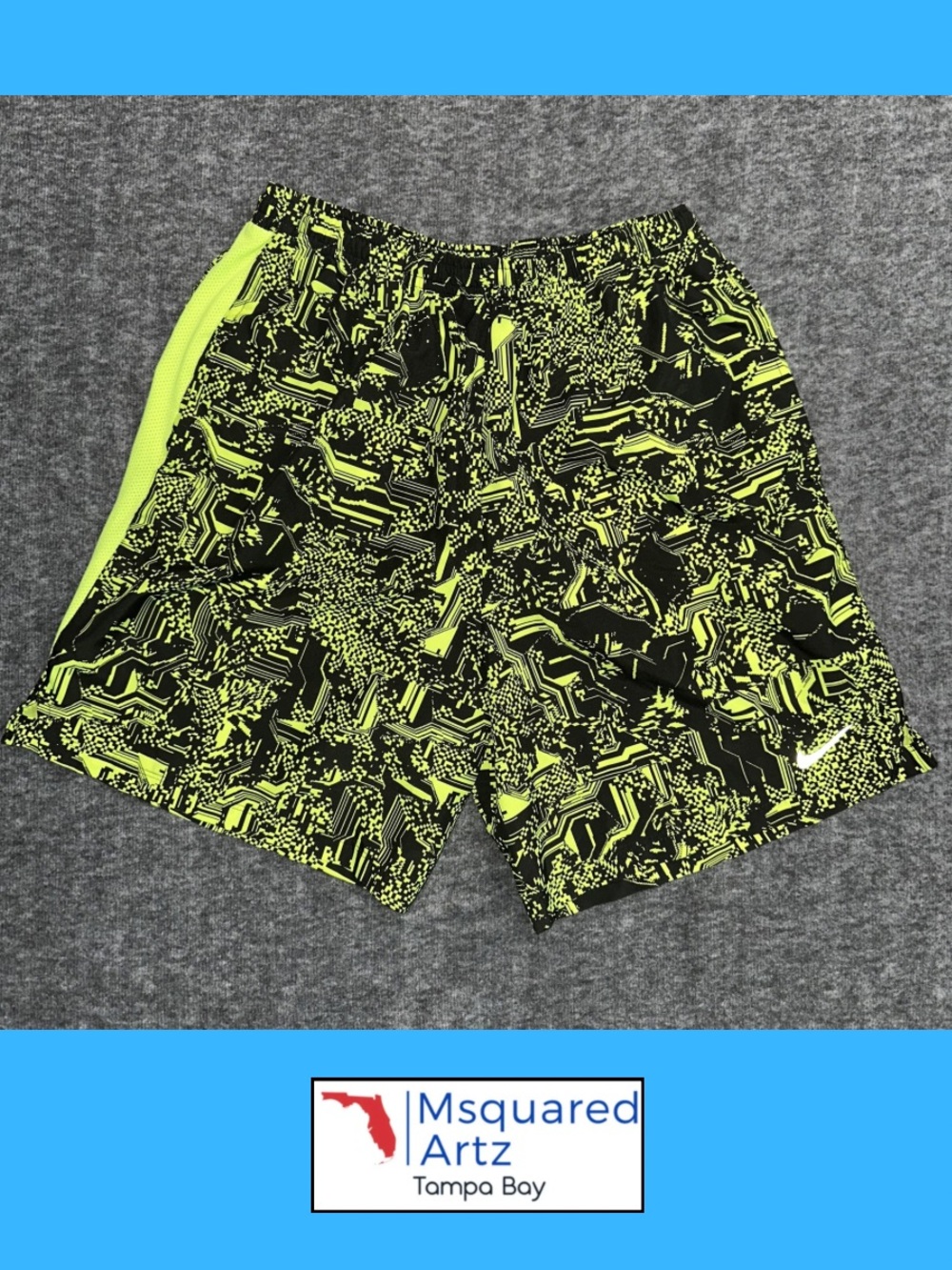 Nike Dri-FIT Swim Trunks Boys Small Neon Yellow Black Mesh Lined Shorts